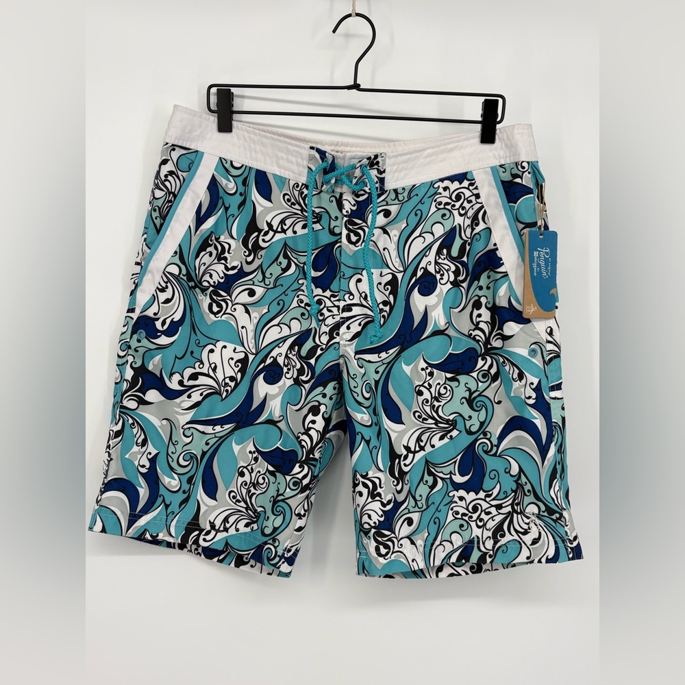 PENGUIN by Munsingwear Board Short Teal, Navy & White Patterned Mens 34